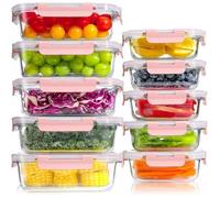 Boite Alimentaire Verre avec Couvercle Hermétique - Lot de 10 Lunch Box Verre Réutilisables