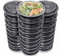 Boîte alimentaire - YUMI MAZAO - Lot de 30 - Couvercles hermétiques - Micro-ondes/Lave-vaisselle/Congélateur - Noir