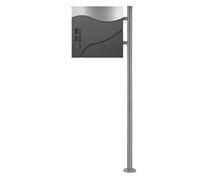 Boîte aux lettres 37x36,5x11 cm Anthracite/optique marbre en acier noir ML-Design