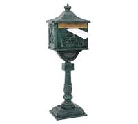 Boîte aux lettres autoportante, de style ancien, de fabrication britannique, de couleur verte, en aluminium