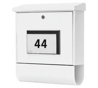 Boîte aux lettres avec éclairage solaire pour numéro de maison, blanche, en acier, format DIN C4