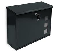 Boîte aux lettres avec fenêtre, noire, 2 clés, à fixer au mur