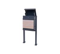 Boîte aux lettres avec pied HWC-K41 métal galvanisé anthracite aspect bois