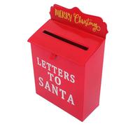 Boîte aux Lettres de Noël en Fer Vintage Murale Décorative Rouge | Décor Mural Festif, Accent pour Maison et Fête, Style Rétro, Usage Saisonnier