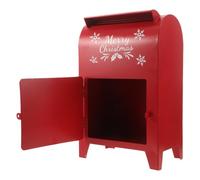 Boîte aux Lettres de Noël Murale en Métal Rouge, Décorative, Ambiance | Format 40x25x15cm, Motifs Flocon, Style Champêtre, Fixation pour Clôture ou Entrée, Adaptée aux Décorateurs Saisonniers