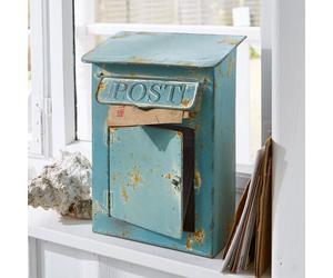 Boîte aux lettres décorative Boîte Postale bleu vieilli H/L/P env. 30.5/22/12 cm