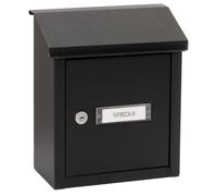Boîte aux lettres en acier, format DIN A5, noire, dimensions : 30 x 26,5 x 14,5 cm