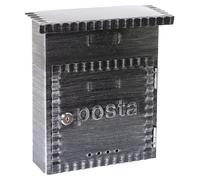 Boîte aux lettres en fer forgé, format DIN A5, noire, avec rabat de protection