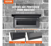 Boîte aux lettres encastrable dans le mur 12,5 x 6,3 x 16,9 po avec serrure à code, noir