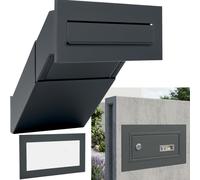 Boîte aux lettres encastrée XXL, anthracite RAL 7016, pour murs d'une épaisseur de 260 à 420 mm, avec cadre