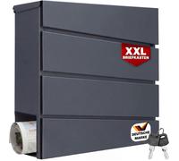 Monzana Boîte aux Lettres Murale XXL Acier zingué Anthracite Tube journaux courrier étiquette nom 2X clés Fente d'insertion