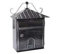 Boîte aux lettres murale en fer forgé, format DIN A5, noire, avec rabat de protection