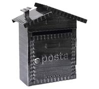 Boîte aux lettres murale en fer forgé, format DIN A5, noire, avec toit