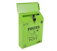 Boîte aux lettres murale rustique en fer avec finition imperméable, design verrouillable et grande capacité pour lettres, journaux et petits paquets (vert)
