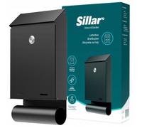Boîte aux lettres murale Sillar noire acier galvanisé avec porte-journaux, 32.3×18.5×5cm