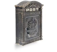 Boîte Aux Lettres Murale Vintage Nostalgique Fonte Aluminium Hxlxp 44,5 X 31 X 9,5 Cm Toît Rond, Bronze - Relaxdays