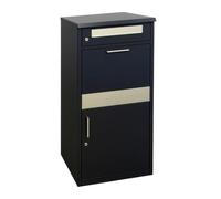 Boîte aux Lettres Relaxdays avec Compartiment à Colis, 4 clés, H x L x P : 112 x 50 x 37 cm, Acier et INOX, Noir/Argent