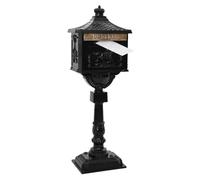 Boîte aux Lettres sur Pied Relaxdays, Style Antique Britannique, Noire | aluminium inoxydable, dimensions extérieures : H x L x P = 118 x 41 x 29 cm, boîte aux lettres sur pied