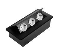 Boîte Cache Câble Multiprise Escamotable Circulaire à 3 Prises | Alliage Aluminium et Acier, Mécanisme Clic et Glissière, Bureau et Voyage