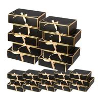 Boite Cadeau 10 pièces coffrets cadeaux noirs élégants | Avec couvercles Ruban doré Bordure dorée élégante 10,6''x7,8''x3,3'' Convient à toutes sortes de vacances