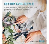 Boîte Cadeau avec Couvercle - 45x35x20cm - Coffret Carton avec Fermeture Magnétique - Idéal pour Anniversaire, Mariage, Noël, Naissance - Emballage en Noir pour Présent - Pack de 1