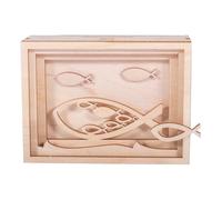 Boîte Cadeau Bois Poisson 3d,Fsc Mixcred, Nature, 11,5x8,5x5cm, Kit 13 Pièces, Boîte 1kit