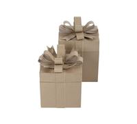 Assortiment de 2 boîtes cadeaux carrées 26x26x32,5 cm - Kraft
