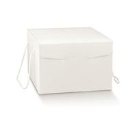 Boîte cadeau de luxe en Artpaper avec cordon BLANC, format 24,5x24,5x18cm, 30 pcs.