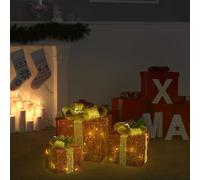 Boîte-cadeau de Noël éclairée 3 pc 64 LED Blanc froid vidaXL vidaXL