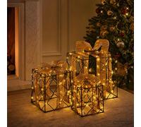 Boîte-cadeau de Noël éclairée 3 pc boîte cadeau de Noël lumineuse vidaXL vidaXL