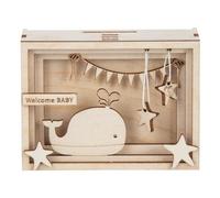 Boîte Cadeau En Bois 3d"Baby",Fsc Mixcred, Nature, 11,5x8,5x5cm,Kit De 15 Pièces, Boîte 1kit