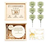 Boîte cadeau en bois pour 30e anniversaire femme, cadeau 30e anniversaire | Emballage cadeau d'argent avec tube à essai et fleurs séchées, boîte en bois avec carte, cadeau 30e anniversaire pour femmes