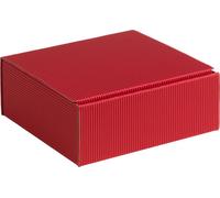 Boîte cadeau en carton ondulé ouvert, carton strié ROUGE, format 20x19x10cm, 35 pcs.