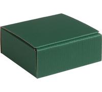 Boîte cadeau en carton ondulé ouvert, carton strié VERT FONCE, Format 15x14x5,5cm, 100 pcs.