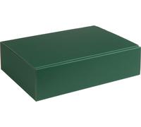Boîte cadeau en carton ondulé ouvert, carton strié VERT FONCE, Format 25,5x18x7cm, 50 pcs.