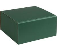 Boîte cadeau en carton ondulé ouvert, carton strié VERT FONCE, Format 30x30x11cm, 35 pcs.