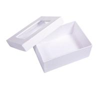 Boîte Cadeau Papier Mâché, Fsc Rec 100%, Blanc, 10,5x7,7x4,4cm, Av. Fenêtre