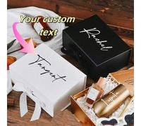 Boîte cadeau personnalisée avec couvercle magnétique, boîte cadeau personnalisable avec couvercle et ruban, convient pour la proposition des garçons d'honneur, le mariage, les demoiselles d'honneur, l