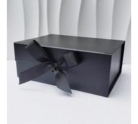 Boîte cadeau pliable en carton épais, convenant pour l'emballage cadeau, de forme rectangulaire, avec couvercle à fermeture magnétique et ruban. Peut être utilisée comme boîte de proposition pour garç