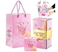 Boîte cadeau surprise, boîte pop-up rose avec 10 petites boîtes rebondissantes, enveloppe rouge pliable créative pour le Nouvel An, la Saint-Valentin, un anniversaire et une fête
