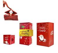 Boîte cadeau surprise de Noël Explosion pour argent Tirelire pop-up | Boîte cadeau pliable avec confettis - 6 rebondissements - Rouge - Pour anniversaire, Saint-Valentin