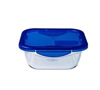Pyrex Récipient carré Cook & Go – 2 L (21×21×8 cm) Couvercle 100% hermétique, four & micro-ondes