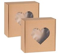 Boîte carrée avec fenêtre en Forme de cœur, boîte Cadeau 20x20x5 cm x2
