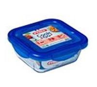 Pyrex - Cook & go - Boîte Carrée en Verre avec Couvercle Hermétique et Étanche Ø 16 cm - Cuisinez au Four, Conservez et Emportez