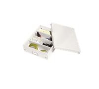 Boîte carton compartimentée multi usages avec couvercle - Blanc
