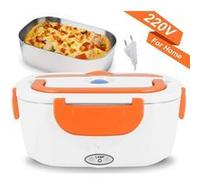 Boîte Chauffante Lunch Box Électrique à Lunch 220V 40W acier inoxydable Boîtes-repas nettoyage amovible(Orange) blanc G