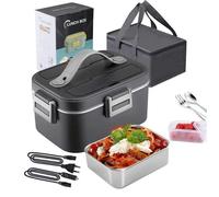 Boîte Chauffante Repas 2 en 1 Lunch Box Chauffante Electrique 220V 12V Convient pour Voiture/Bureau/Pique c3