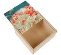 Boite Coffret en Bois - Fabulous - Champ de Coquelicot et Blé (11 x 11 x 3,5 cm) Multicolore G