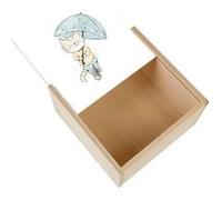 Boite Coffret en Bois - Fabulous - Chat Sous un Parapluie Aquarelle (11 x 11 x 3,5 cm) Multicolore G