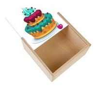 Boite Coffret en Bois - Fabulous - Dessin Gateau d'Anniversaire (11 x 11 x 3,5 cm) Multicolore G